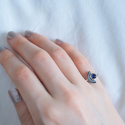 Semi sphere ring _Blue color amber　ブルーカラー バルティックアンバー　シルバーリング 15枚目の画像