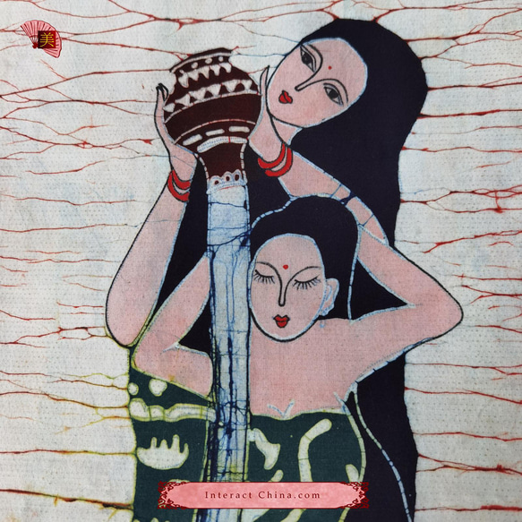 中国 バティック 民族トライバルアート ペインティング ３１x５９cm 漢民族 インテリア ルーム 装飾 #456 2枚目の画像