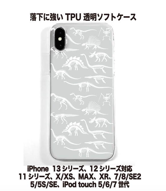 送料無料 iPhone14シリーズ対応 ソフトケース 恐竜の骨格標本2 1枚目の画像