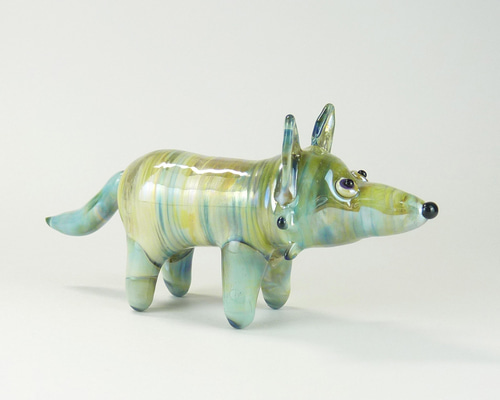 中空ガラスの動物置物 オブジェ オオカミ ガラス細工 その他置物