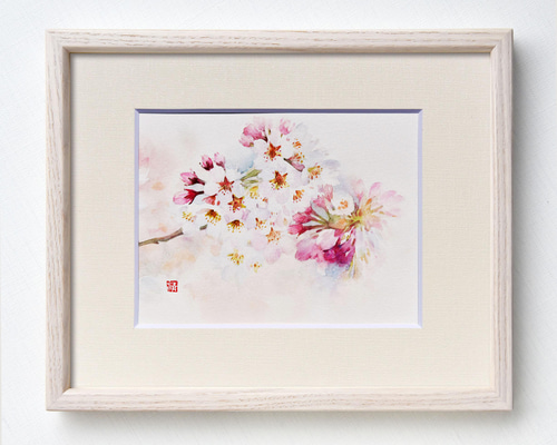 さくらの笑顔」水彩原画 一点物 額縁付き 特典付き ※Sold 絵画