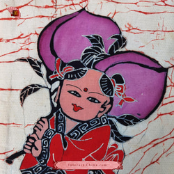 中国 バティック 民族トライバルアート ペインティング ２５x４３cm 漢民族 インテリア ルーム 装飾 #474 2枚目の画像