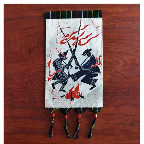 中国 バティック 民族トライバルアート ペインティング 25x43cm 漢