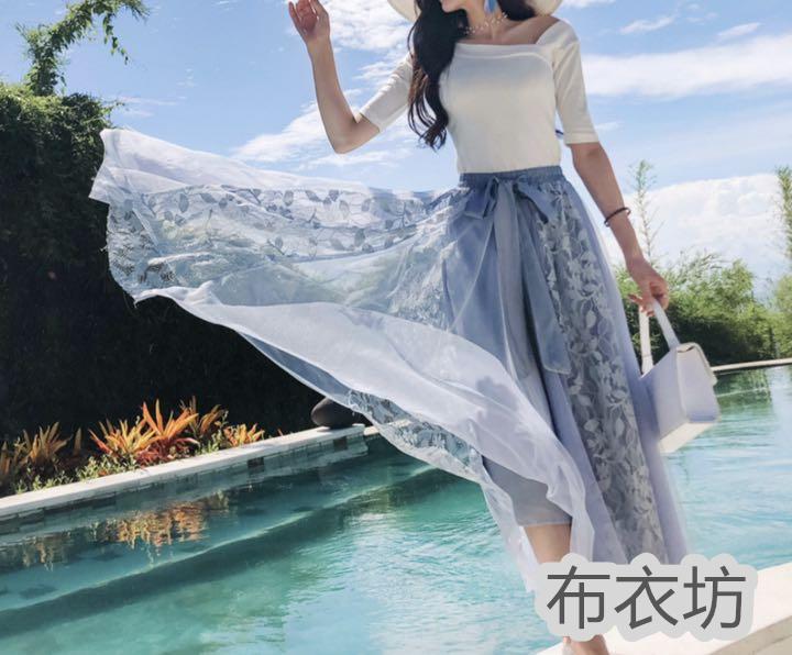 夏おしゃれ ロング チュール スカート フレアスカート シースルー 大人