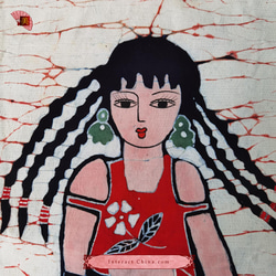 中国 バティック 民族トライバルアート ペインティング ３０x６１cm 漢民族 インテリア ルーム 装飾 #492 2枚目の画像