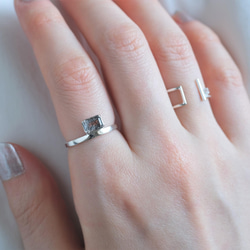 Rectangle ring　ブラックルチルクォーツ　天然石シルバーリング　silver925 3枚目の画像