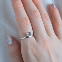 Rectangle ring　ブラックルチルクォーツ　天然石シルバーリング　silver925 5枚目の画像