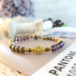 ブレスレットブレスレット＃Illusion＃Pyrite＃Amethyst＃Brass Accessories＃18k Flow 1枚目の画像