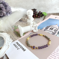 ブレスレットブレスレット＃Illusion＃Pyrite＃Amethyst＃Brass Accessories＃18k Flow 8枚目の画像