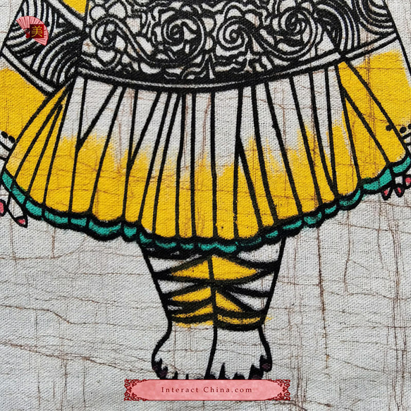 中国 バティック 民族トライバルアート ペインティング ３０x４０cm 漢民族 インテリア ルーム 装飾 #519 4枚目の画像