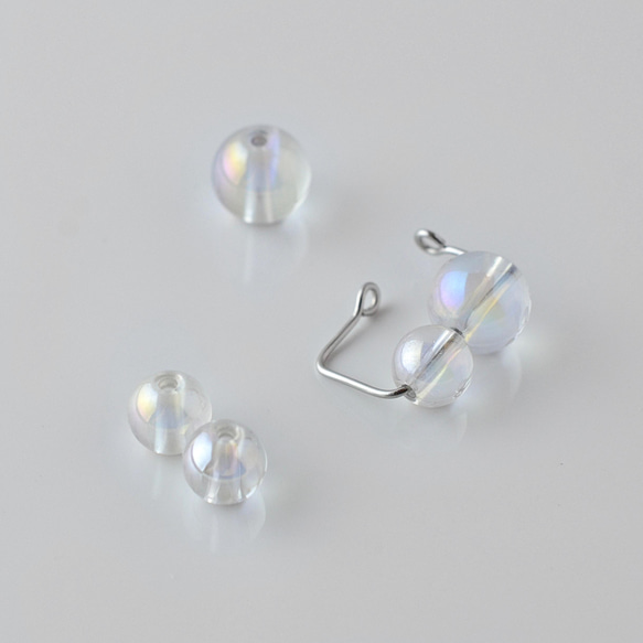 シャボン玉のイヤーカフ ステンレス 単品 水晶 シルバーカラー 誕生日プレゼント ギフト 4枚目の画像