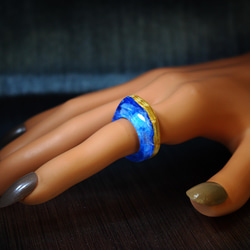 【送料無料】Wood Resin Ring/Sky ～ウッドレジンリング～ 6枚目の画像