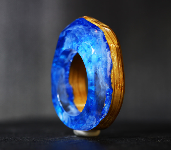 【送料無料】Wood Resin Ring/Sky ～ウッドレジンリング～ 3枚目の画像