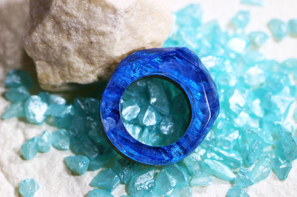 【送料無料】Wood Resin Ring/Sky ～ウッドレジンリング～ 1枚目の画像