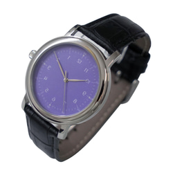 逆時針手錶 優雅款式 數字 長春花藍錶盤 全球免運 第2張的照片