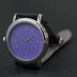 逆時針手錶 優雅款式 數字 長春花藍錶盤 全球免運 第5張的照片