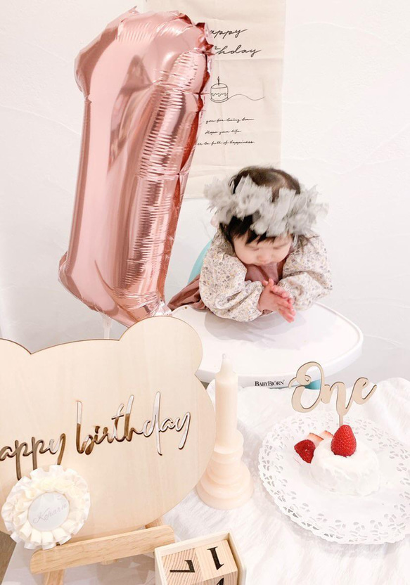 ケーキトッパー　one はじめてのお誕生日　first birthday one 1歳 2枚目の画像