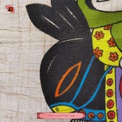 中国 バティック 民族トライバルアート ペインティング ４５x４９cm 漢民族 インテリア ルーム 装飾 #536B 3枚目の画像