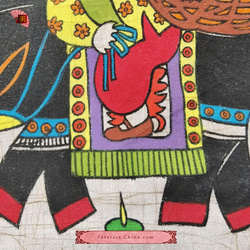 中国 バティック 民族トライバルアート ペインティング ４５x４９cm 漢民族 インテリア ルーム 装飾 #536B 4枚目の画像