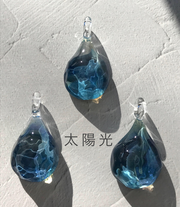Sea glass pendant　L＊ブルーミックス 2枚目の画像