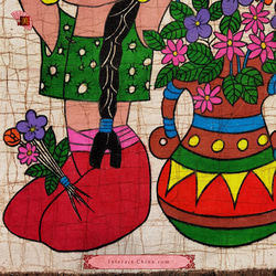 中国 バティック 民族トライバルアート ペインティング ４５x４６cm 漢民族 インテリア ルーム 装飾 #540 4枚目の画像