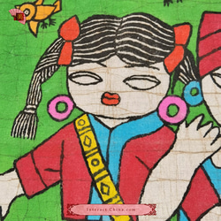 中国 バティック 民族トライバルアート ペインティング ４５x４６cm 漢民族 インテリア ルーム 装飾 #543 2枚目の画像