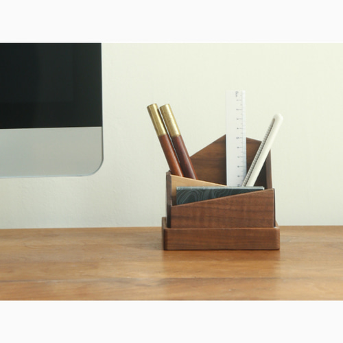 受注生産 職人手作り 卓上収納 ペン立て オフィス 無垢材 天然木