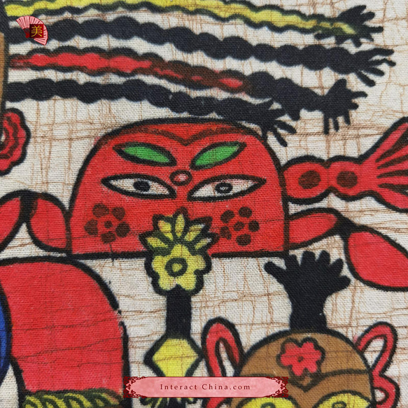 中国 バティック 民族トライバルアート ペインティング ４６x４９cm 漢民族 インテリア ルーム 装飾 #550 4枚目の画像