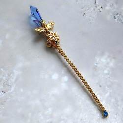 【廃盤】魔法の杖　かんざし　ドール小物　ブルー　初級魔法　メイジ専用 　水属性　ゴールド　587 5枚目の画像