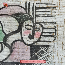 中国 バティック 民族トライバルアート ペインティング ２２x２４cm 漢民族 インテリア ルーム 装飾 #551 2枚目の画像