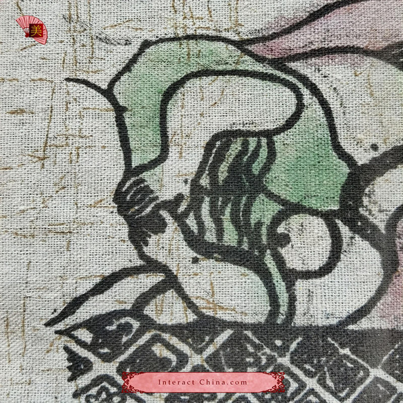 中国 バティック 民族トライバルアート ペインティング ２２x２４cm 漢民族 インテリア ルーム 装飾 #551 3枚目の画像