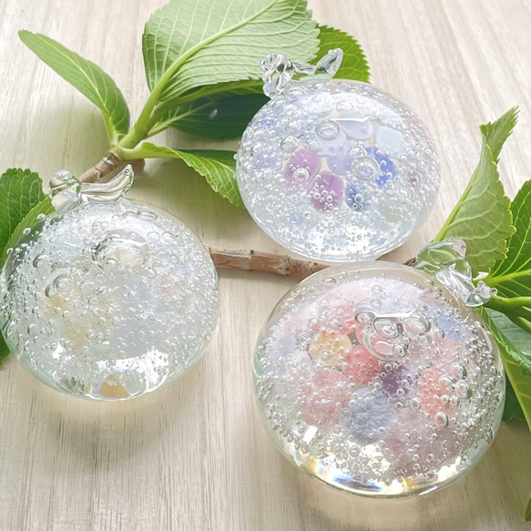 紫陽花 ガラス ペーパーウェイト【でんでん】 その他インテリア