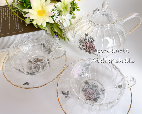 モノクロローズのガラスティーセット ポット・急須 Atelier shells