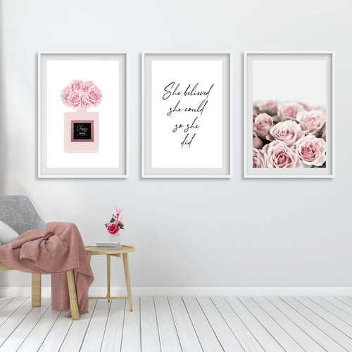 アートポスター パステルローズ 英文字アート 香水モチーフ エレガント