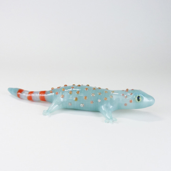 中空ガラスの動物置物 オブジェ トッケイヤモリ ガラス細工