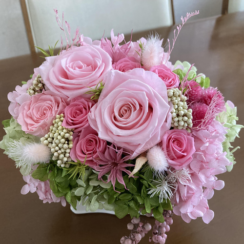 商談中 プリザーブドフラワーアレンジ No.181 ピンク大きめアレンジ