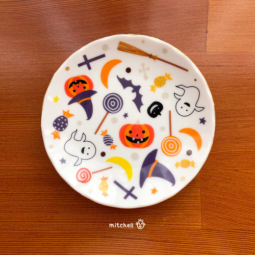 ポーセラーツ】ミニプレート ハロウィン ポップ 小皿 mitchell