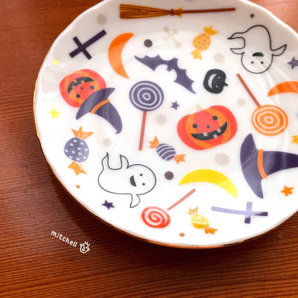 【ポーセラーツ】ミニプレート　ハロウィン　ポップ 4枚目の画像