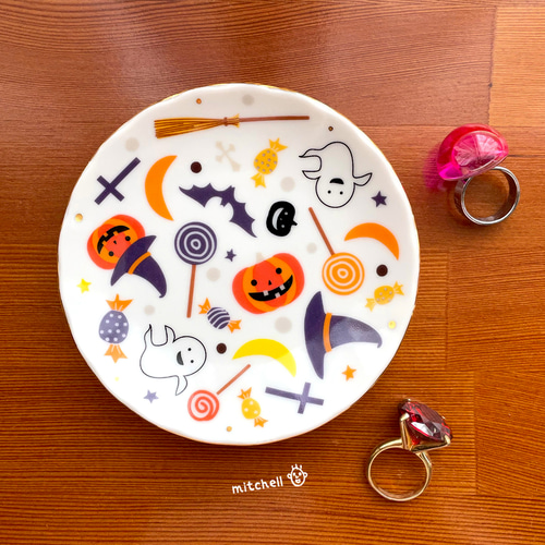 ポーセラーツ】ミニプレート ハロウィン ポップ 小皿 mitchell