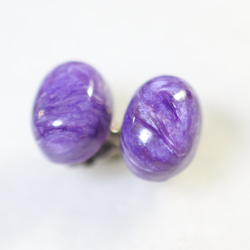 （1 件）Charoite 耳釘（8 x 6 毫米，鈦柱） 第2張的照片