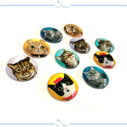 E275 カボション 猫 デザイン①【 8mm / 16mm / 30mm 】 ねこ ネコ ハンドメイド パーツ 4枚目の画像