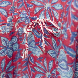 聖誕節禮物 情人節禮物 交換禮物 生日禮物木刻印純棉蝴蝶洋裝 印度有機棉 india blockprint木刻印罩衫-花 第4張的照片