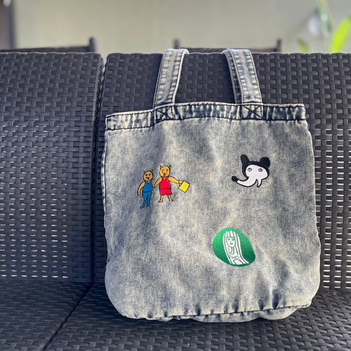 Ragstar 刺繍入りデニムバッグ 巨匠動物園】ランダム刺繍デニムトート・M トートバッグ BESIDE