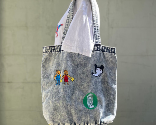 Ragstar 刺繍入りデニムバッグ Ragstar 刺繍入りデニムキャリーバッグ