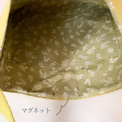 【ハンドバッグ】草花手刺繍･綿麻ハンドバッグ･イエロー色【くが屋】 6枚目の画像