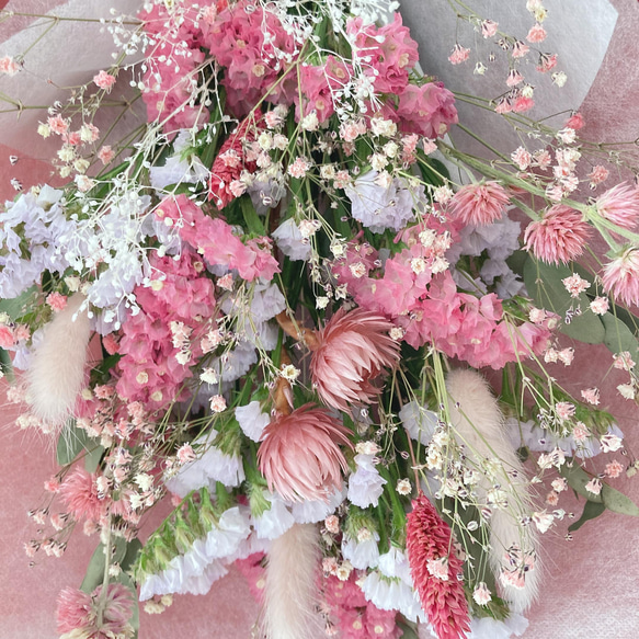 Dry flower Bouquet pink 35センチ 母の日　卒業式　入学式　誕生日　お祝い 2枚目の画像