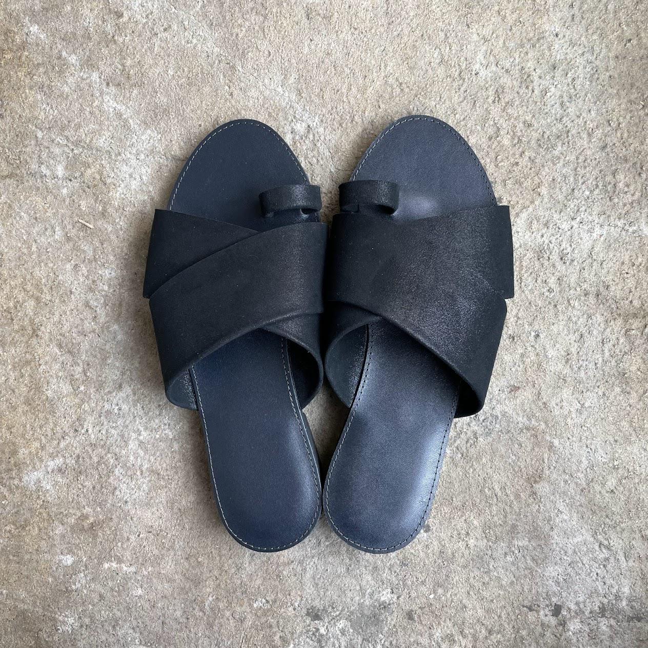 【Sサイズ】Cross sandals ver.shiny black /フラットサンダル＊シャイニーブラック