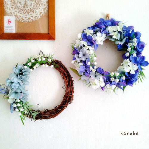紫陽花とすずらんの初夏の彩りリース アーティフィシャルフラワー