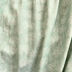 柔軟的雙層紗布*簡單的短袖喇叭連衣裙配蝴蝶結*100%棉*淡綠色 第14張的照片