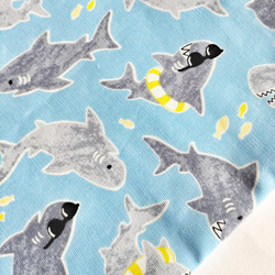 35×30   お着替え袋   サメ　魚　海　スカイブルー 4枚目の画像